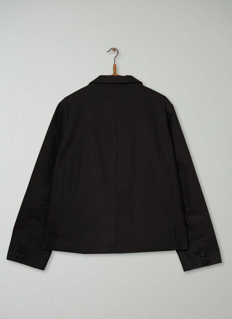 Renewed Cotton Wool Herringbone Jacket Size 18 (017) | Black