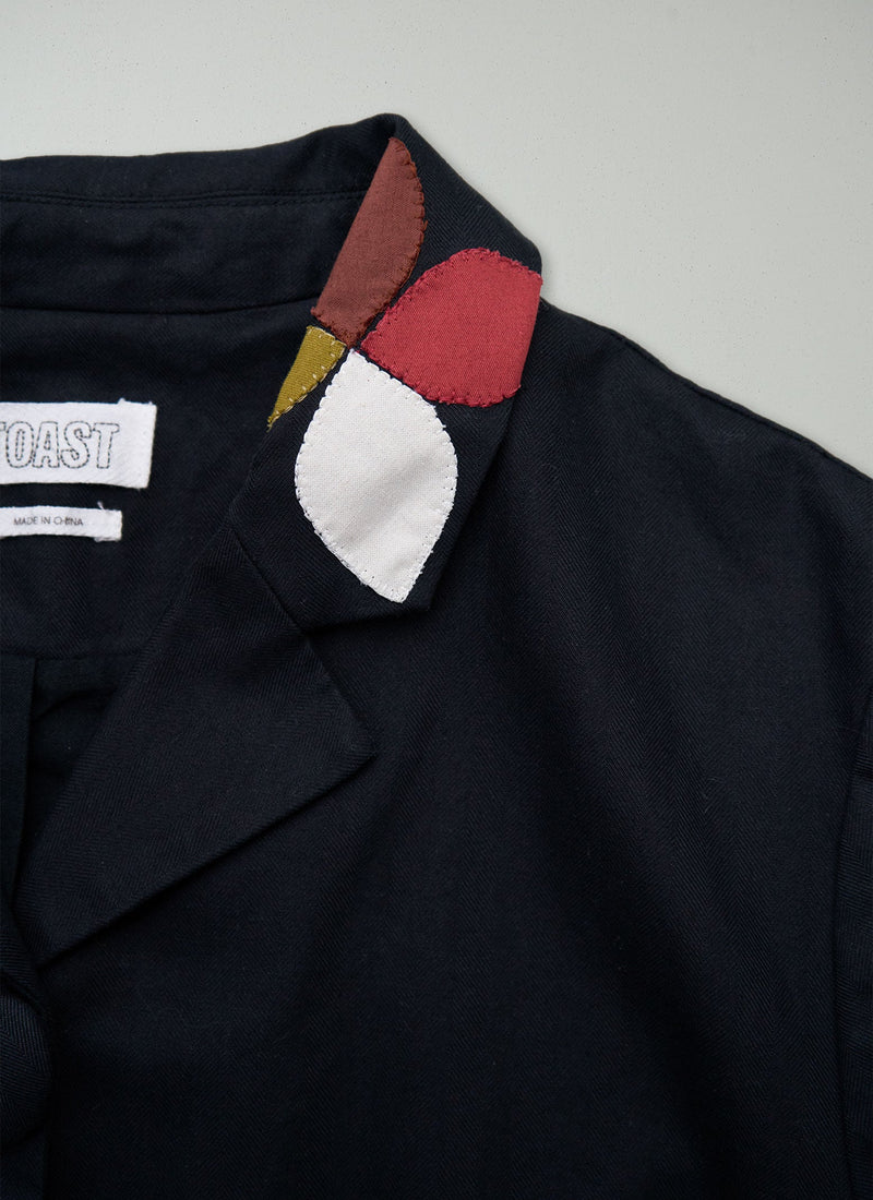 Renewed Cotton Wool Herringbone Jacket Size 18 (017) | Black