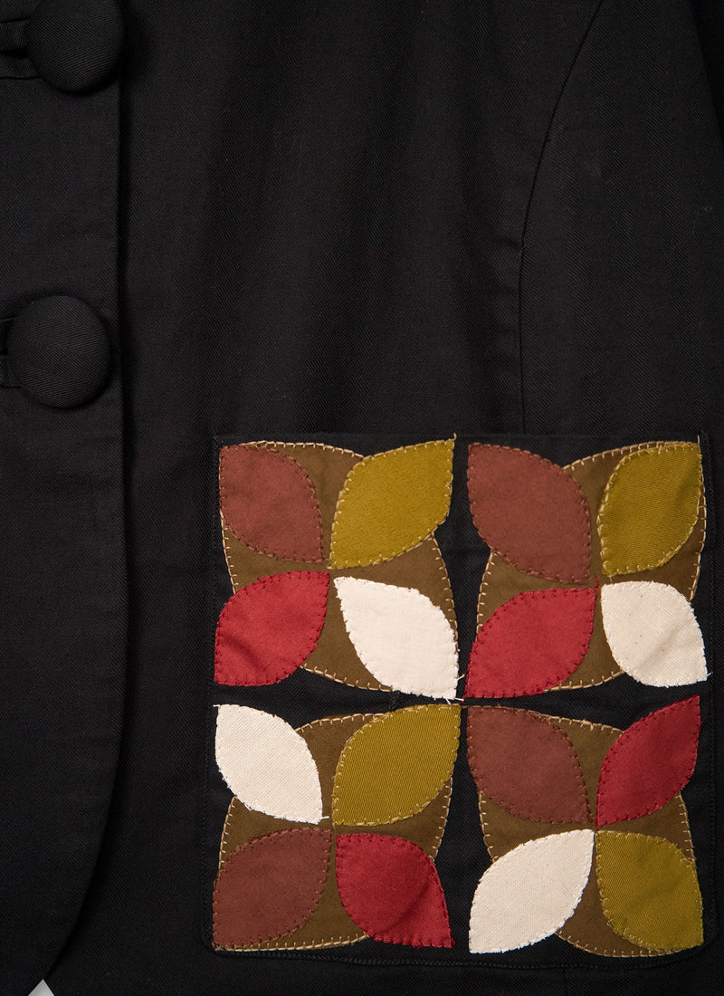Renewed Cotton Wool Herringbone Jacket Size 18 (017) | Black