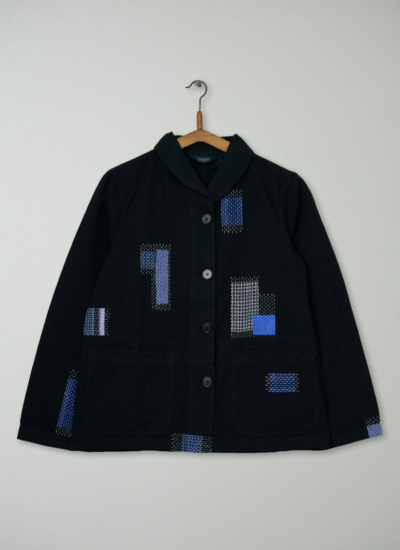 Renewed Hal Micro Houndstooth Cotton Linen Jacket Size 6 (018) | Black