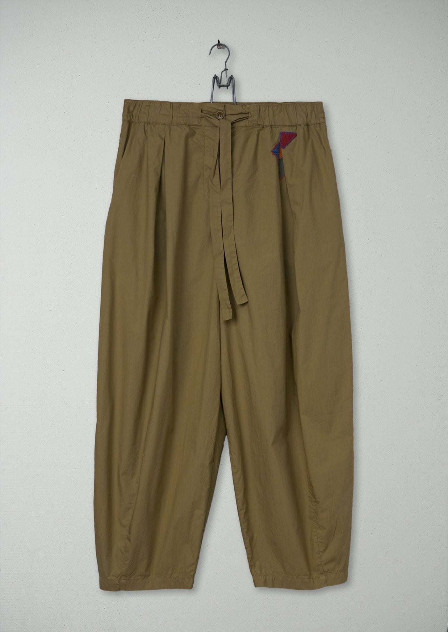 Renewed Cotton Poplin Pleated Trousers Size 12 (52) | Taupe