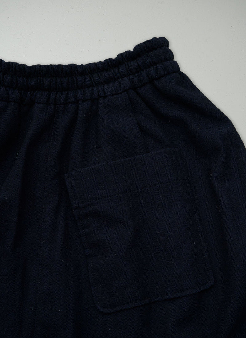 Renewed Cotton Wool Herringbone Pull on Trousers Size XS (53) | Dark Navy