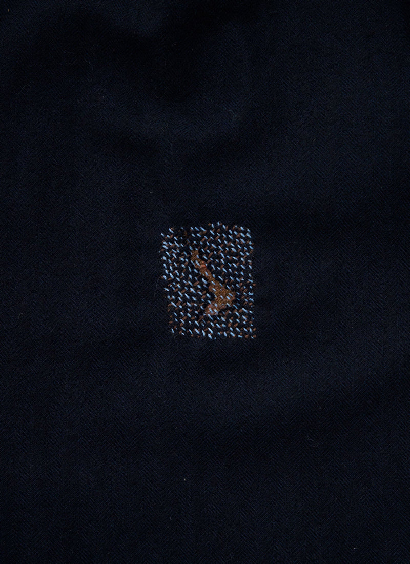 Renewed Cotton Wool Herringbone Pull on Trousers Size XS (53) | Dark Navy