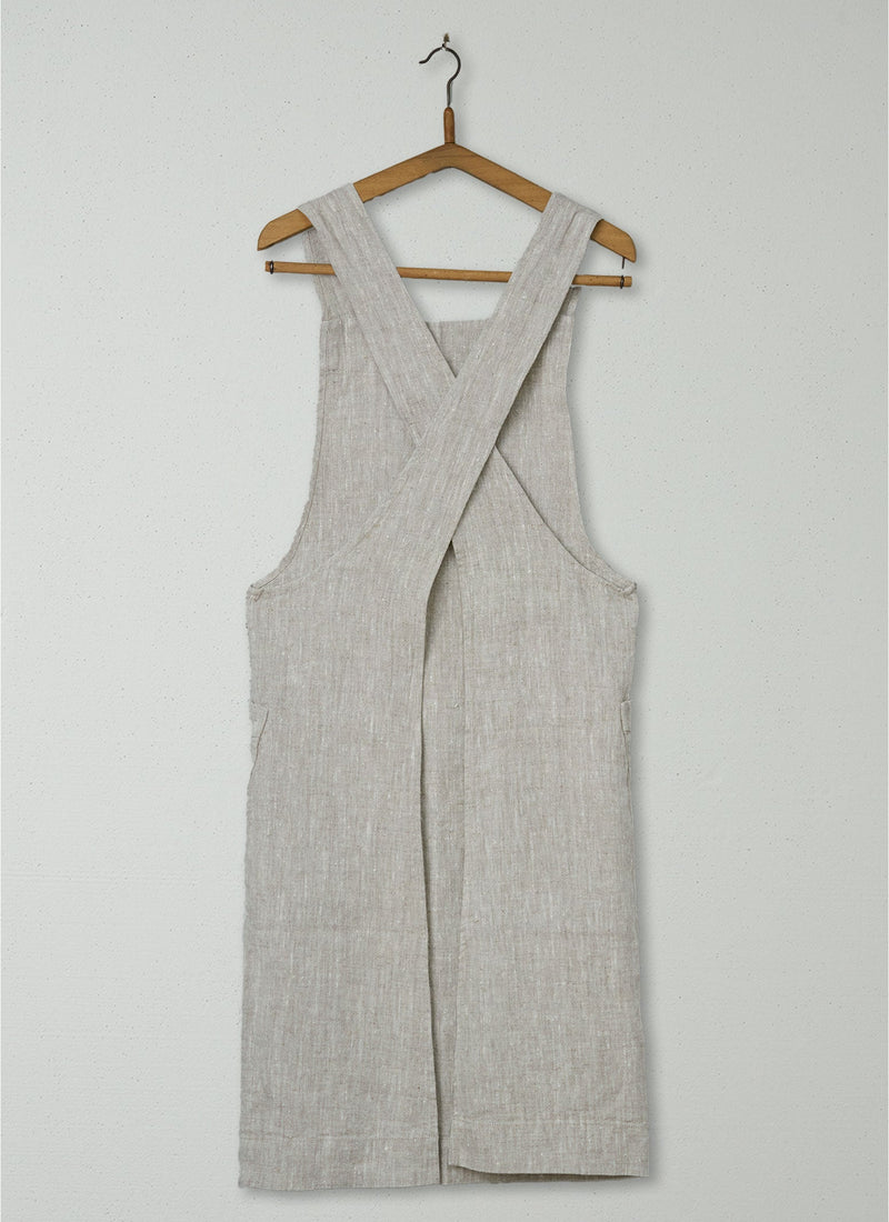Reworn Linen Cross Over Apron (022) | Mid Natural