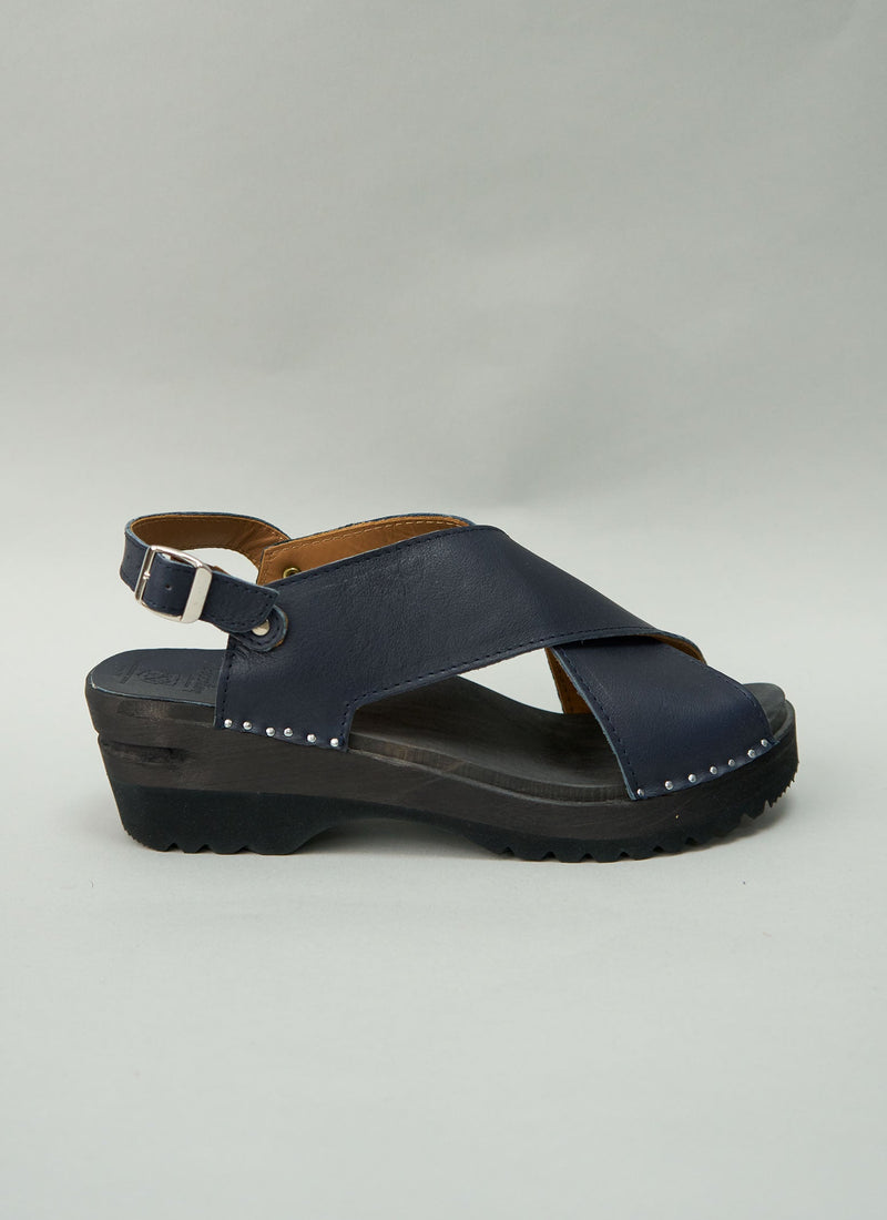 Reworn Troentorp Leather Sandal Size 40 (661) | Navy