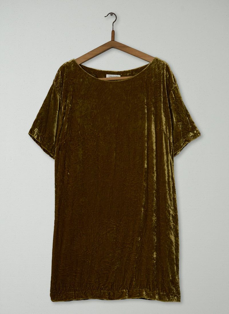 Reworn Silk Velvet Tunic Size 16 (2206) | Old Gold