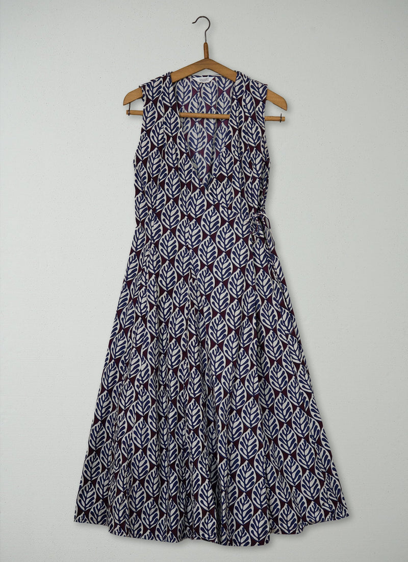 Reworn Leaf Print Wrap Dress Size 10 (1988) | Multi