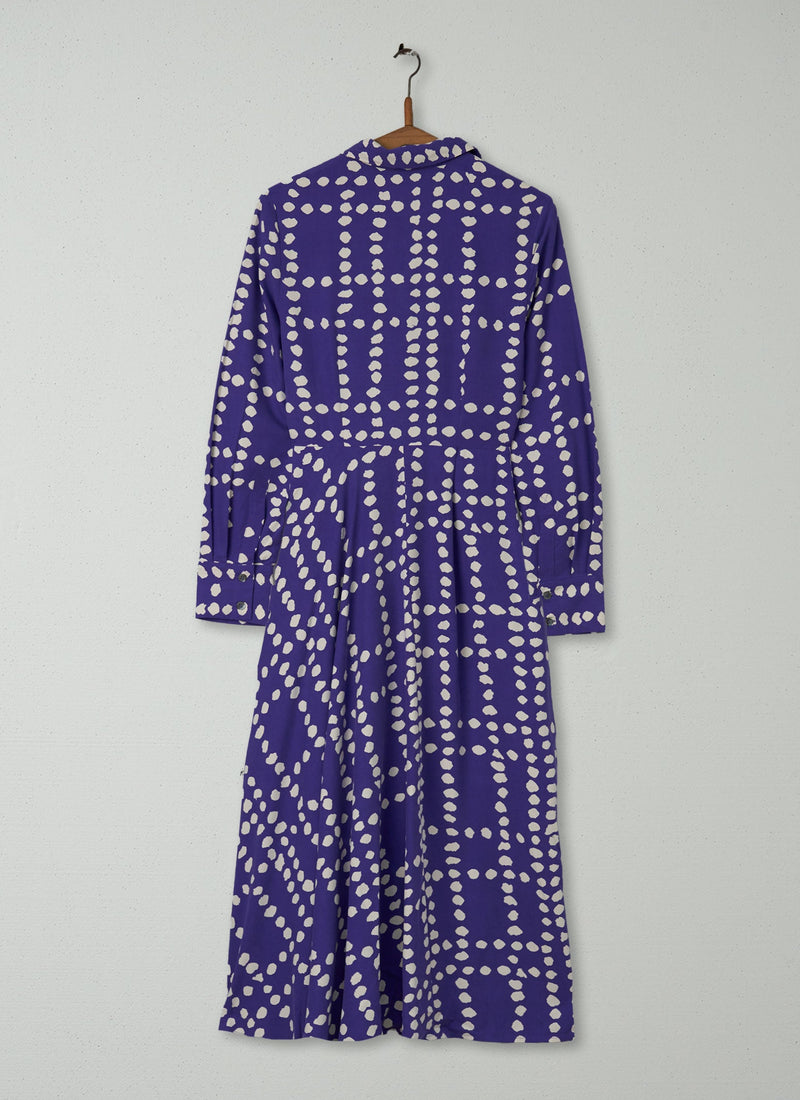 Reworn Spot Silk Dress Size 6 (1426) | Violet
