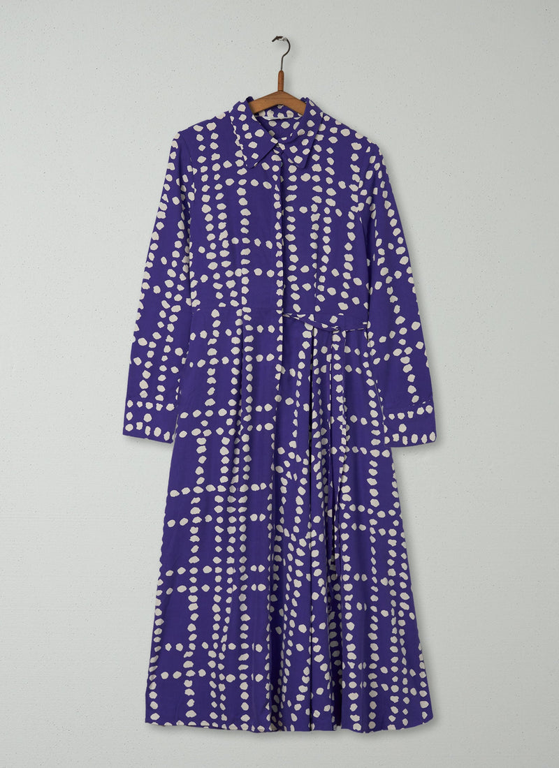 Reworn Spot Silk Dress Size 6 (1426) | Violet