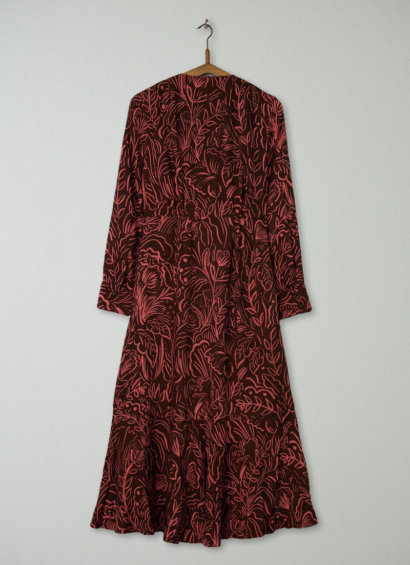 Reworn Print Wrap Dress Size 8 (1964) | Maroon