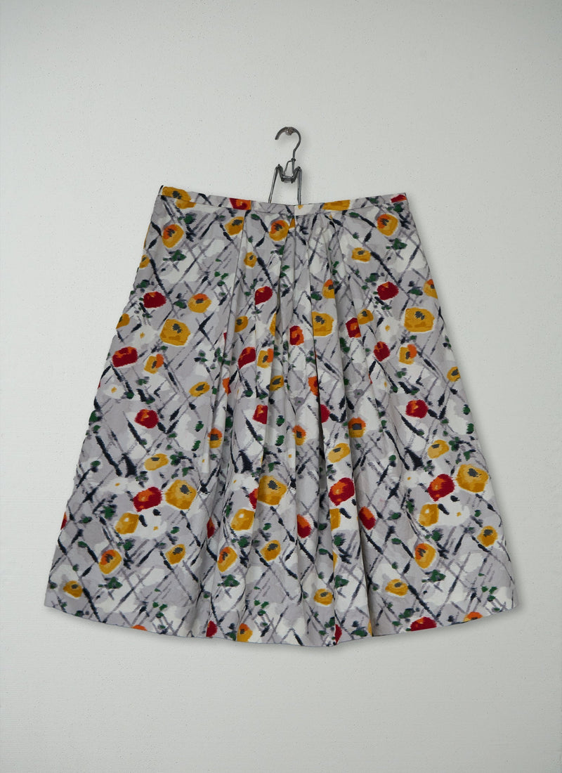 Reworn Abstract Floral Print Skirt Size 14 (389) | Multi