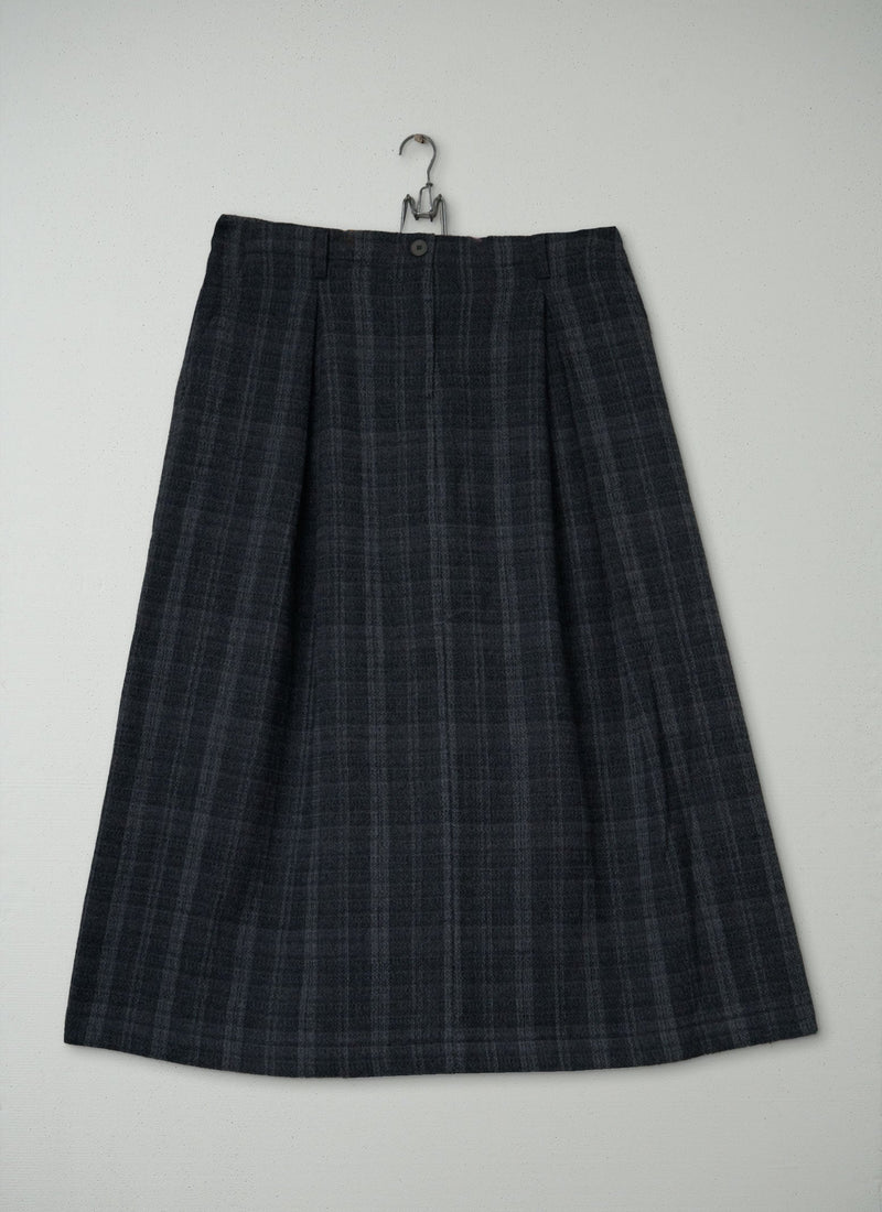 Reworn Wool Plaid Skirt Size 18 (332) | Soft Grey