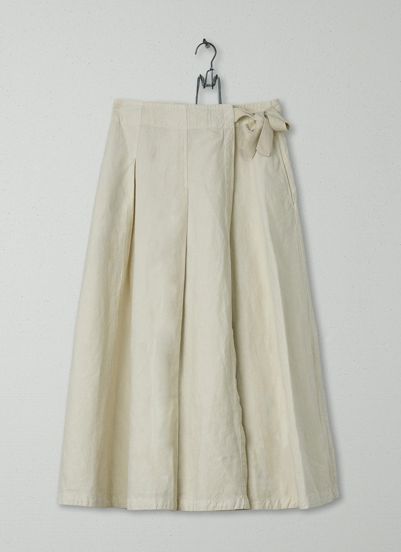 Reworn Cotton Linen Wrap Skirt Size 6 (370) | Parchment