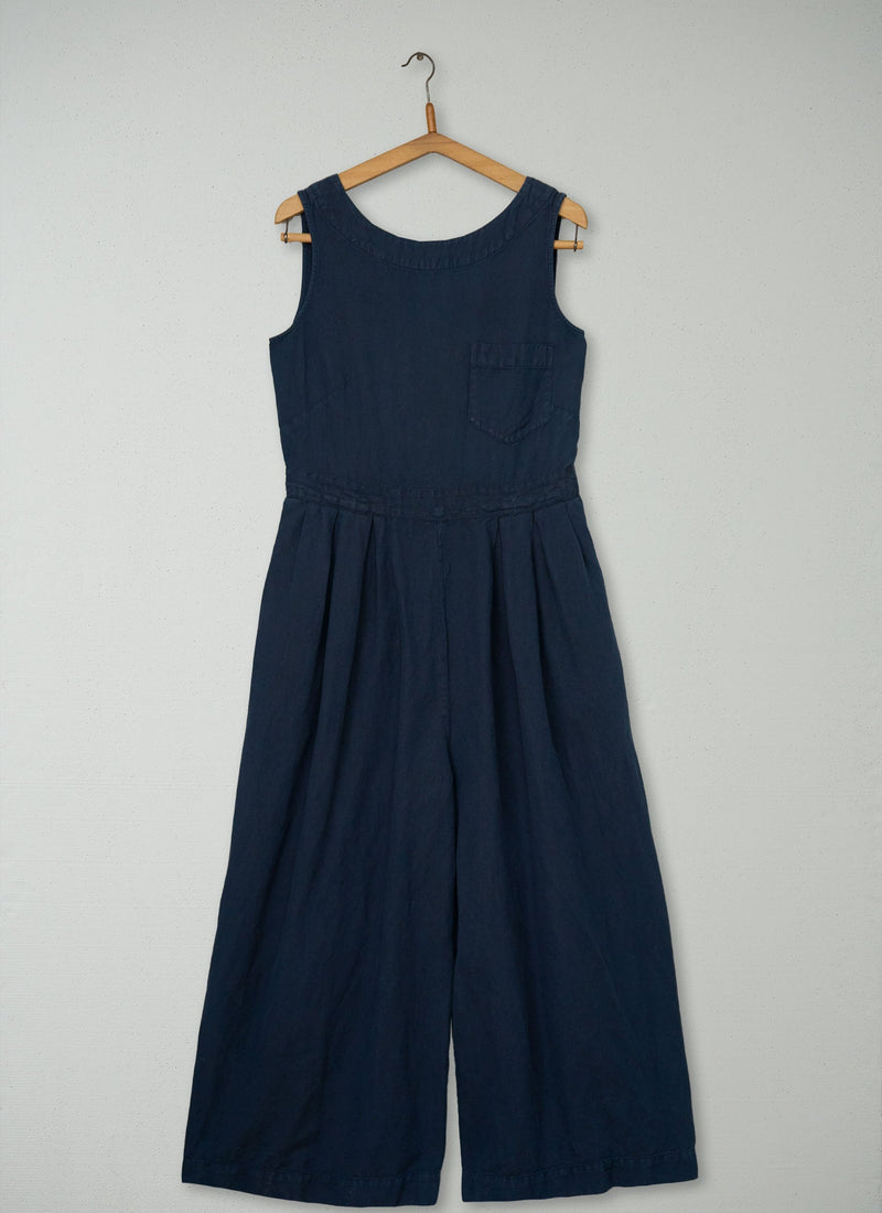 Reworn Cotton Linen Jumpsuit Size 10 (1472) | Navy