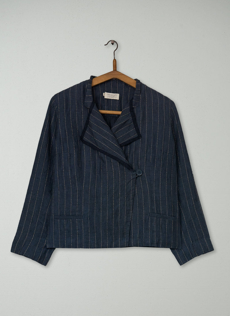 Reworn Linen Jacket Size 12 (244) | Blue Grey