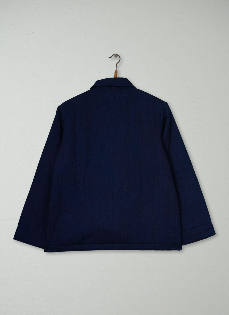Reworn Indigo Twill Quilted Jacket Size 6 (296) | Indigo