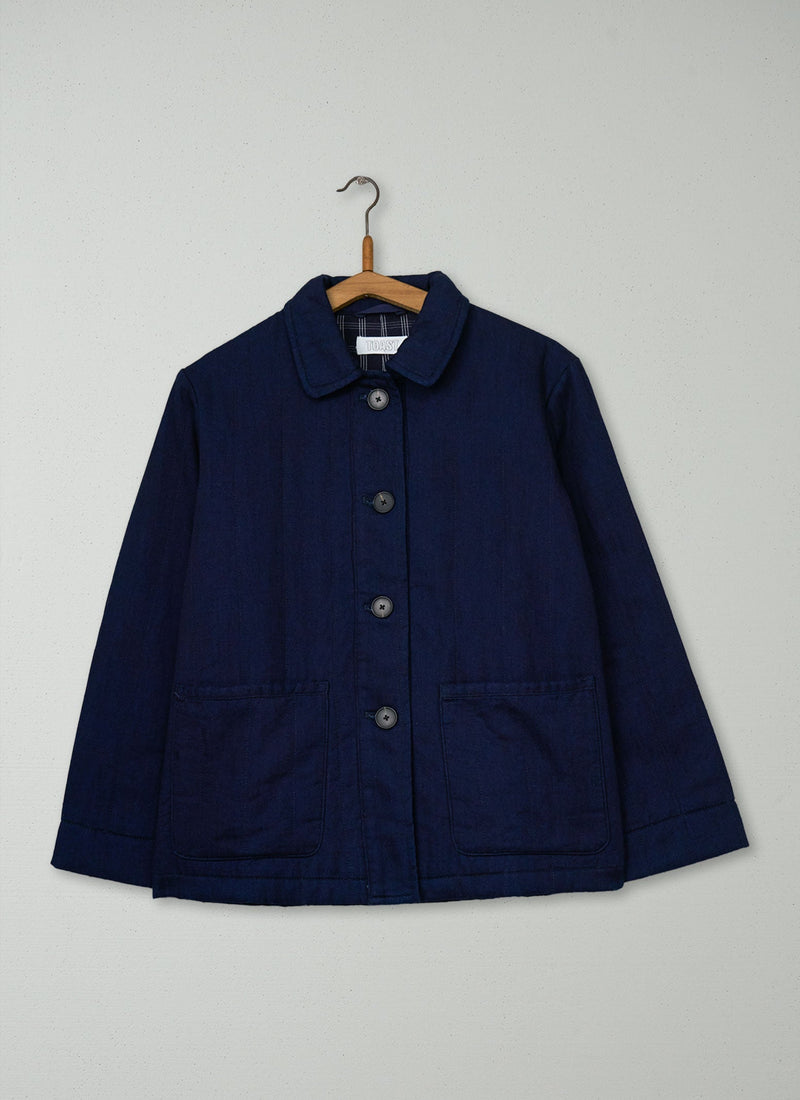 Reworn Indigo Twill Quilted Jacket Size 6 (296) | Indigo