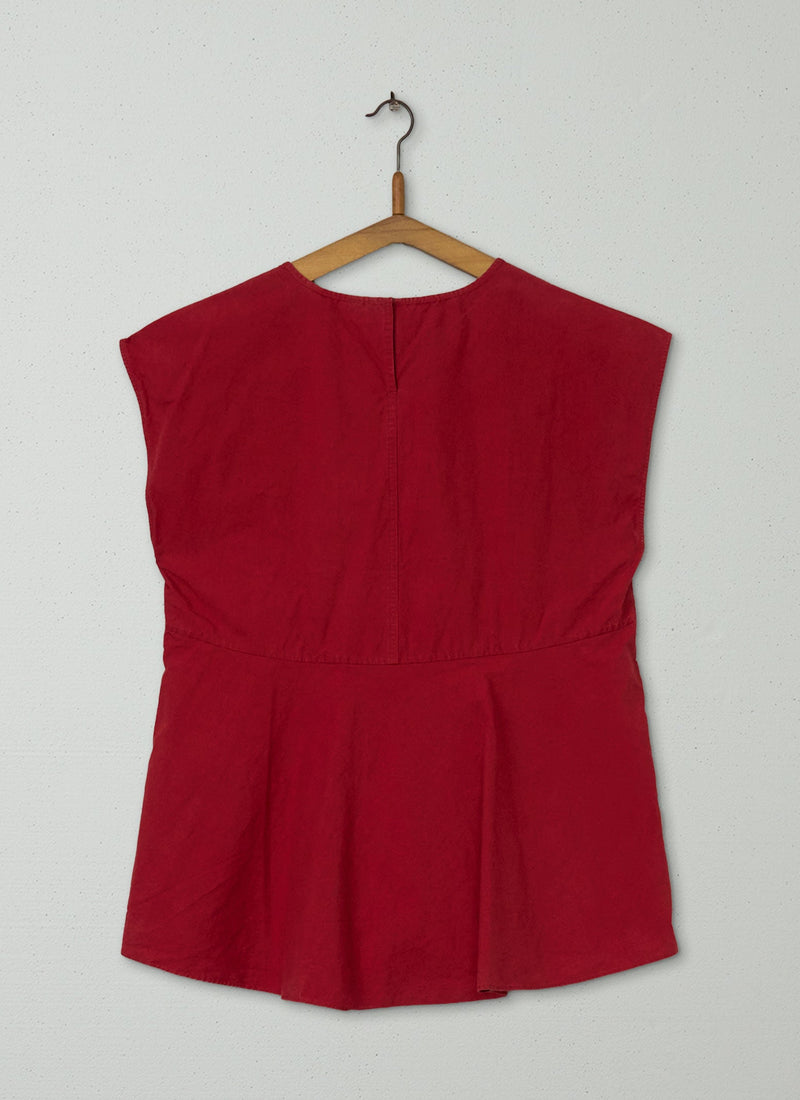 Reworn Cotton Poplin Swing Back Top Size 8 (1006) | Red