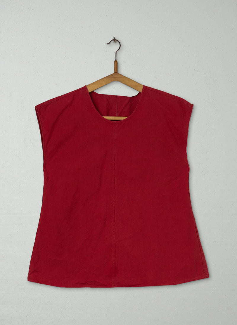 Reworn Cotton Poplin Swing Back Top Size 8 (1006) | Red