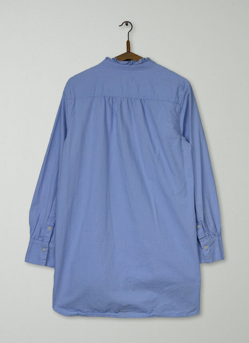Reworn Oxford Ruffle Collar Cotton Shirt Size 16 (1722) | Blue