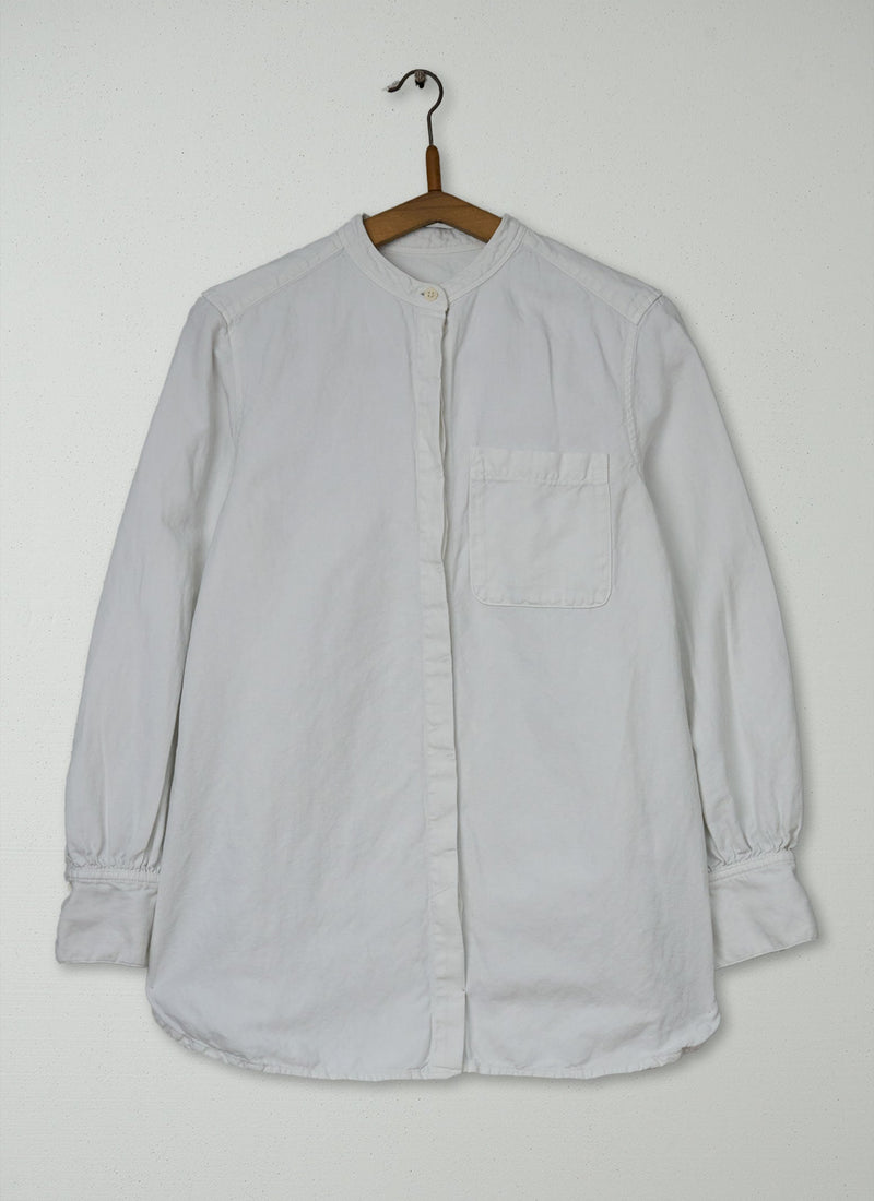 Reworn Cotton Linen Twill Long Shirt Size 8 (1072) | Off White