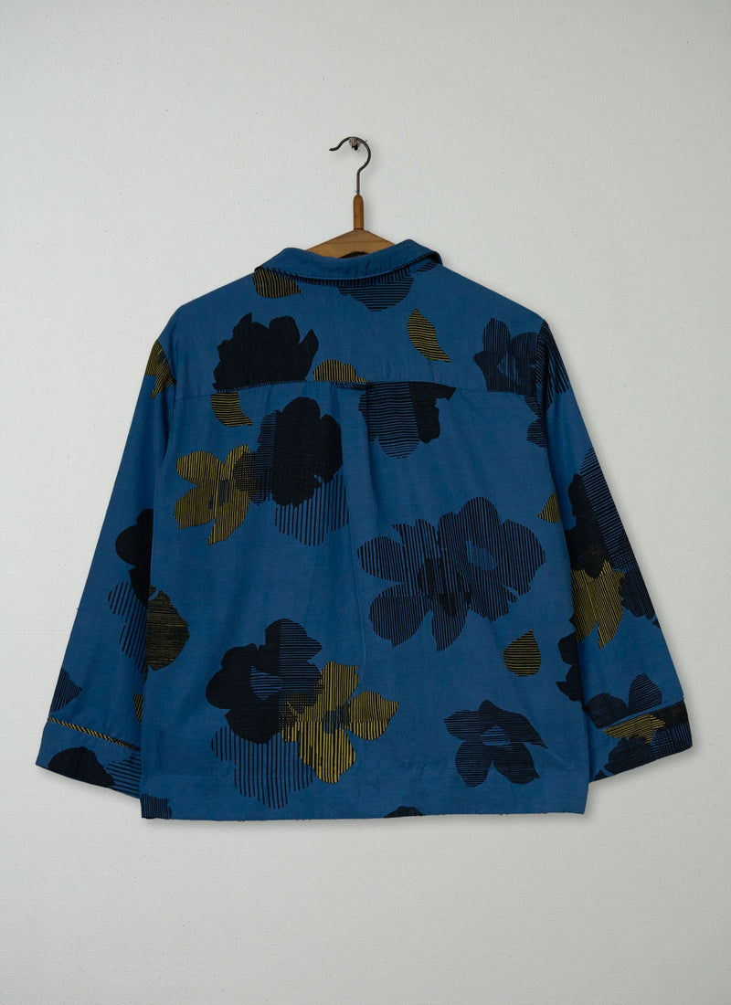 Reworn Bud Print Silk Cotton PJ Shirt Size 12 (1120) | Multi