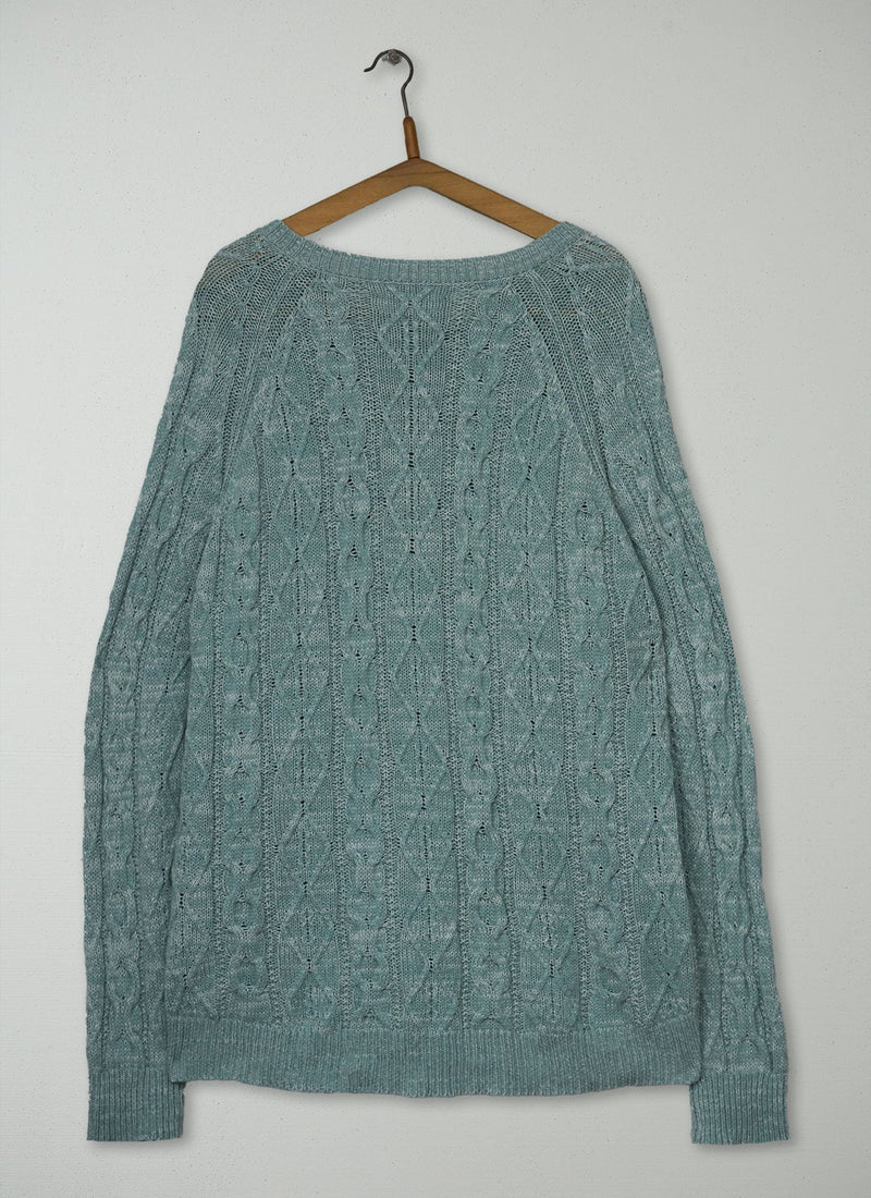 Reworn Wool Cotton Cable Pullover Size L (775) | Multi