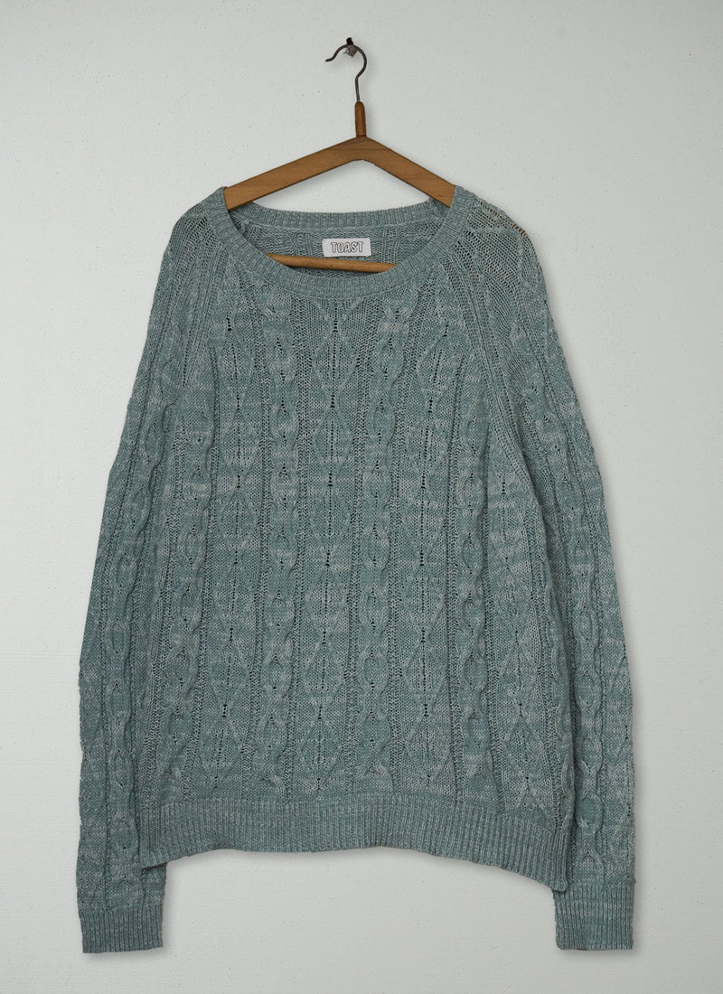Reworn Wool Cotton Cable Pullover Size L (775) | Multi