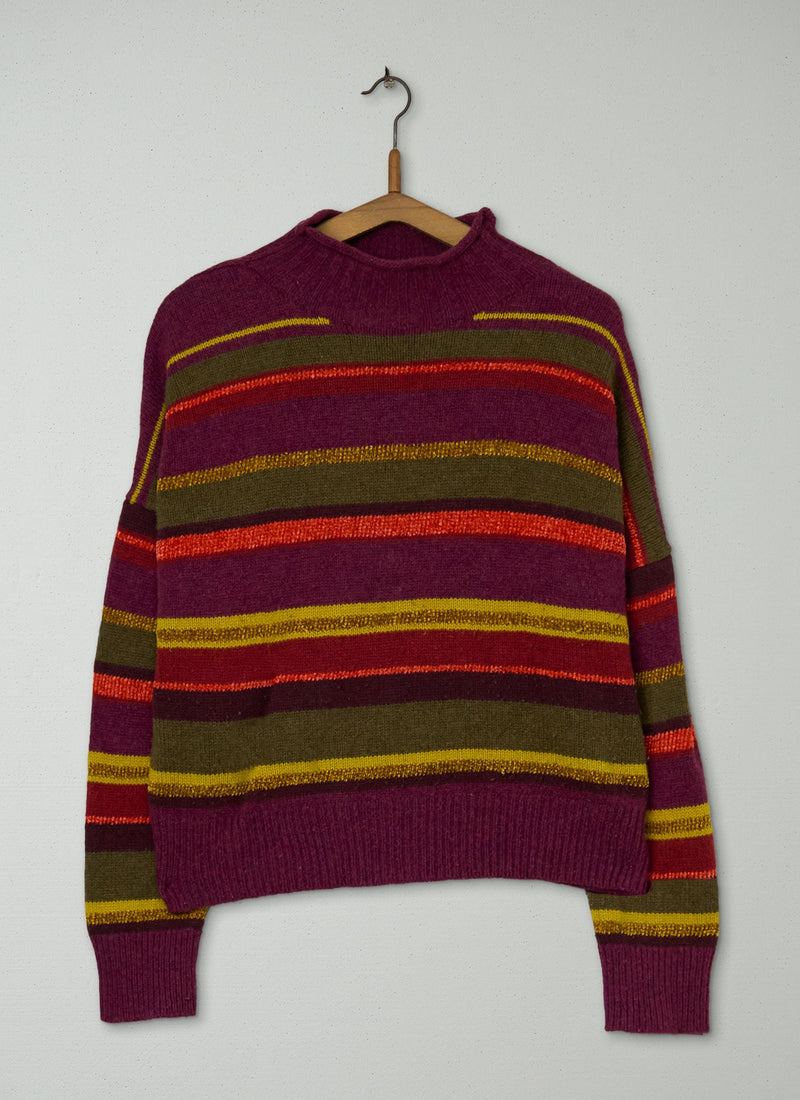 Reworn Chenille Stripe Sweater Size M (673) | Multi
