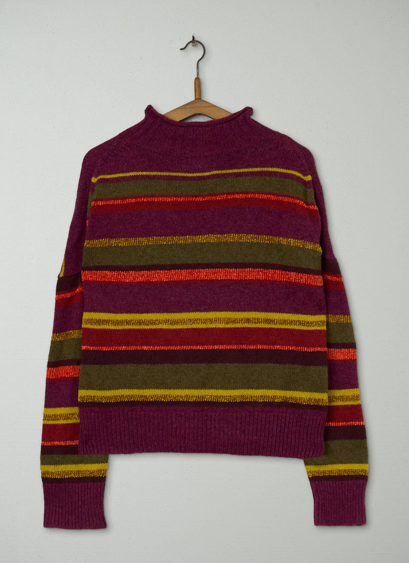 Reworn Chenille Stripe Sweater Size M (673) | Multi