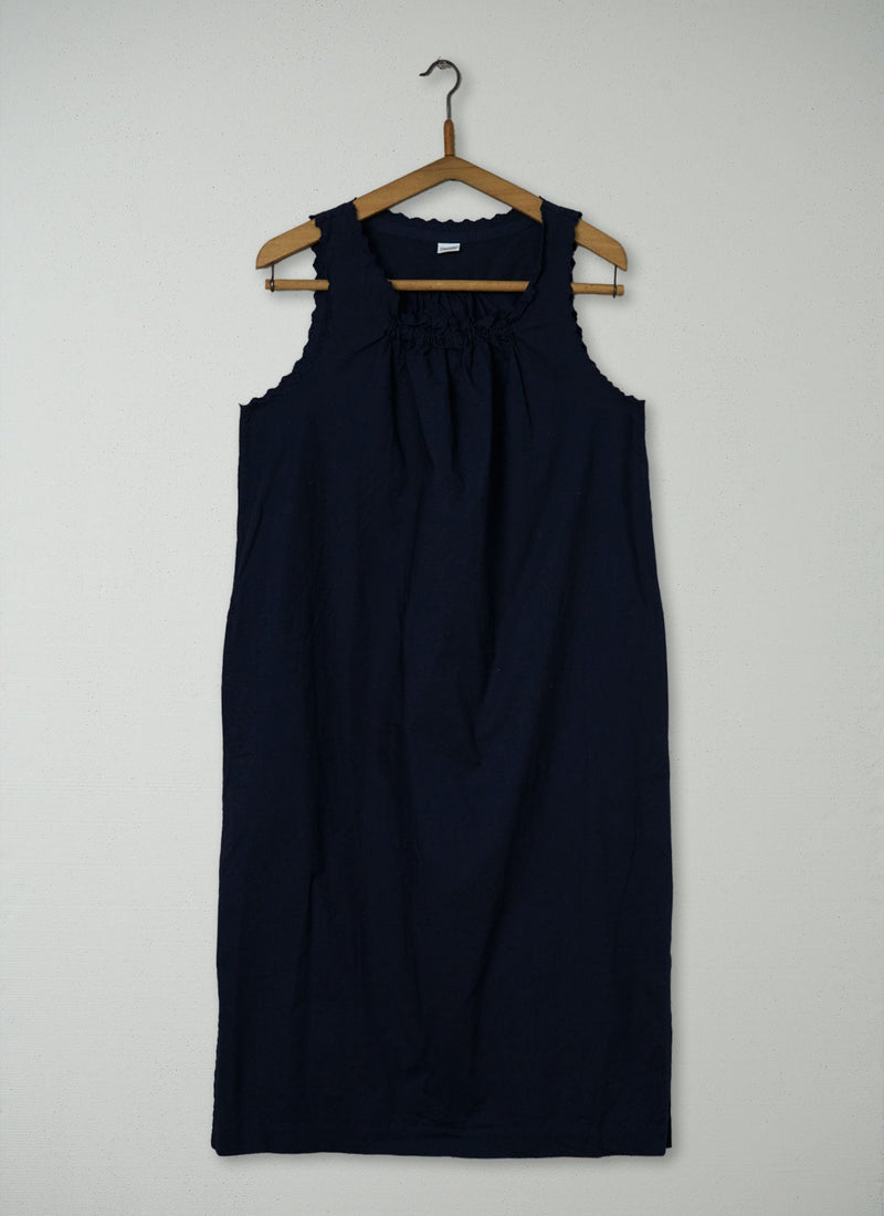 Reworn Cotton Scallop Nightie Size S (277) | Navy
