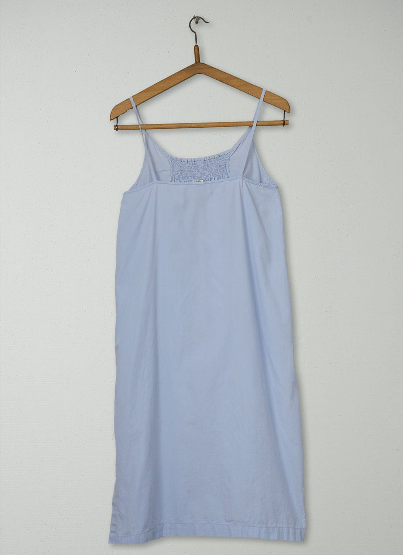 Reworn Cotton Smocked Nightie Size XS (283) | Soft Blue