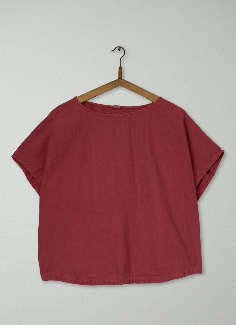 Reworn Linen Top Size M (1040) | Red