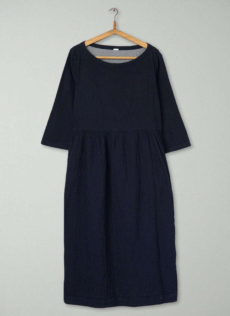 Reworn Crinkled Cotton Dress Size S (2021) | Midnight
