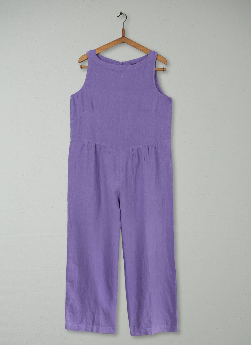 Reworn Linen Sleeveless Jumpsuit Size XL (1508) | Lilac Blue
