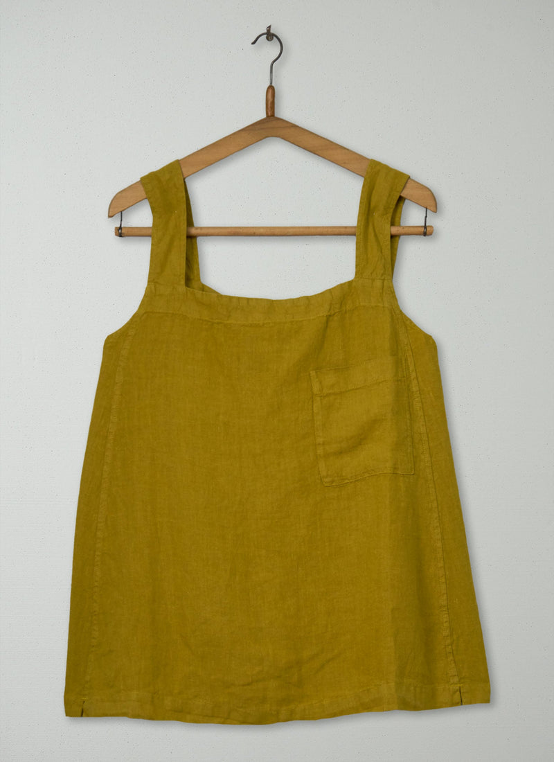 Reworn Linen Tank Top Size XL (1124) | Bright Olive