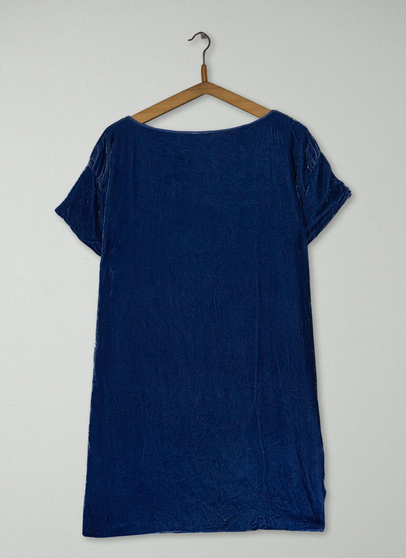 Reworn Silk Velvet Tunic Size 16 (2259) | Blue