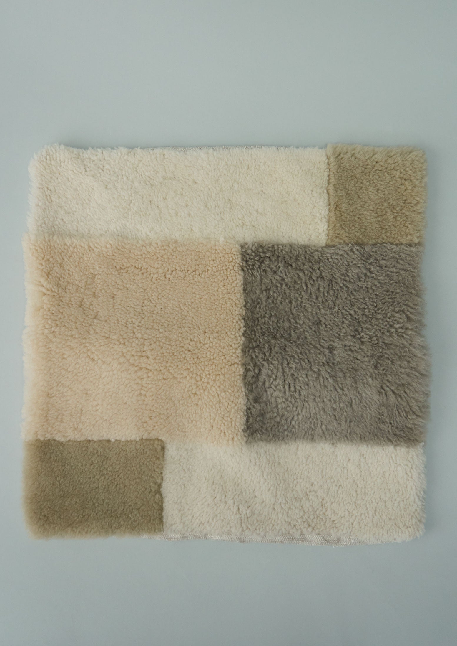 Reworn Patched Sheepskin Cushion Cover (071) | Multi