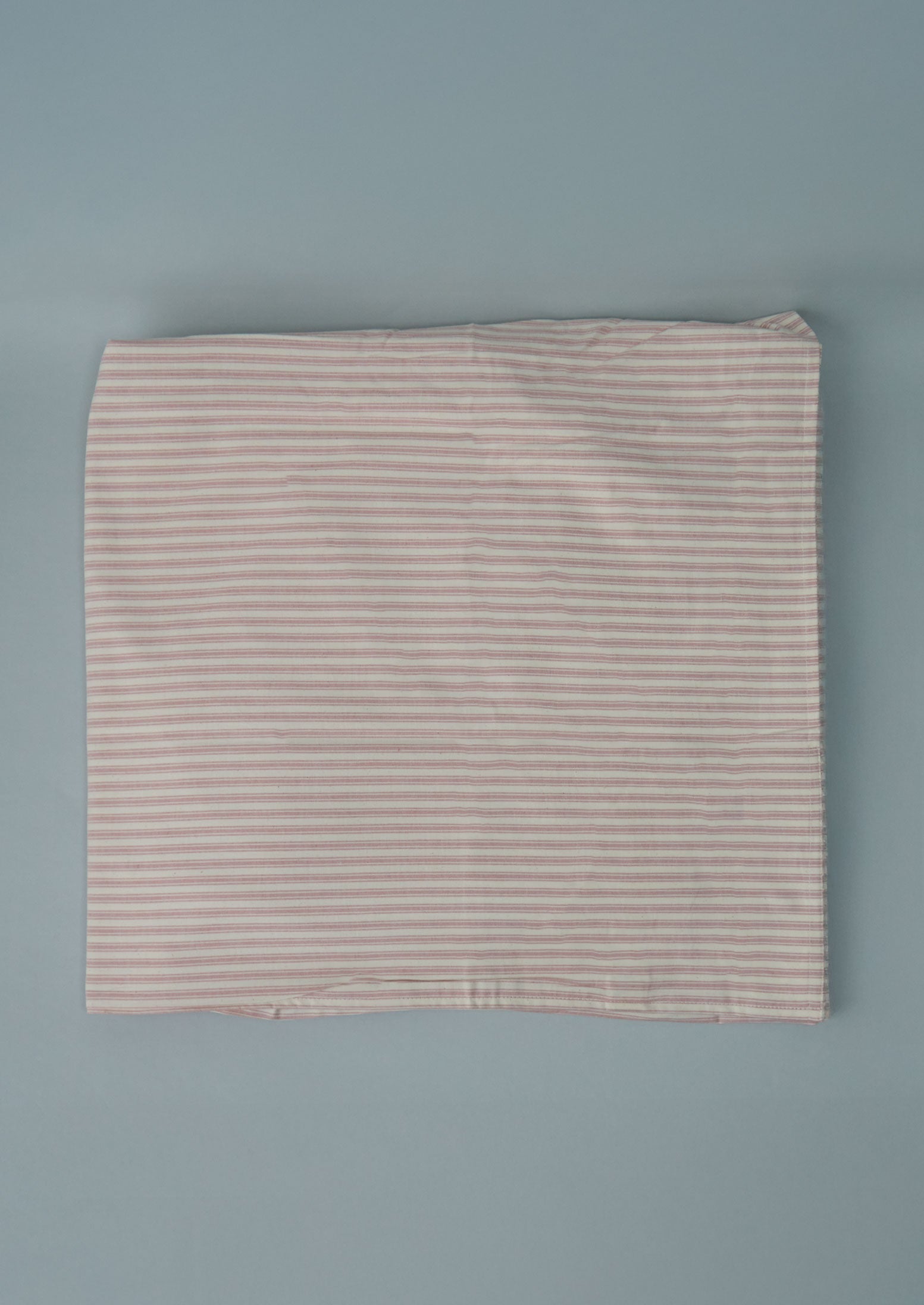 Reworn Organic Cotton Ticking Stripe Duvet Cover (035) | Ecru/Rose