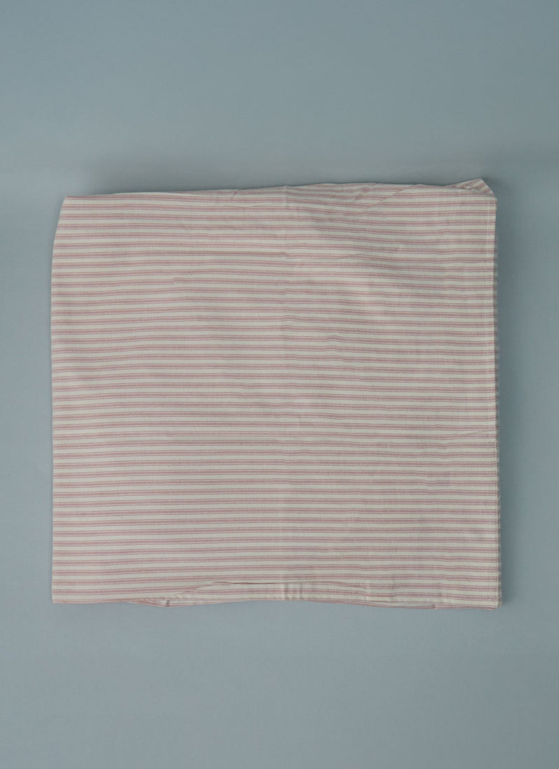 Reworn Organic Cotton Ticking Stripe Duvet Cover (035) | Ecru/Rose