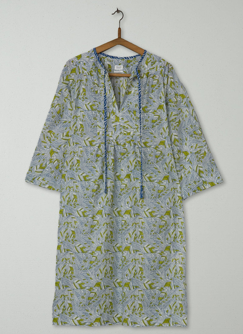 Reworn Block Print Kaftan Dress Size XXSXS (2000) | Multi