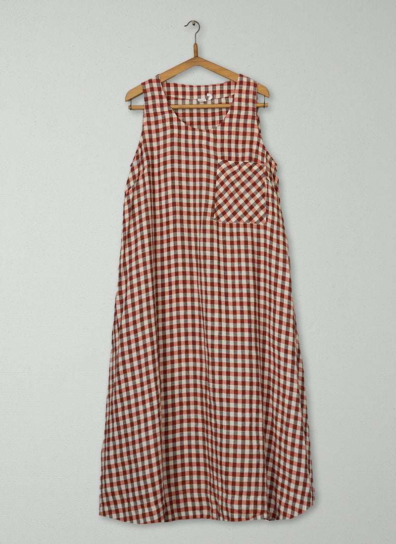 Reworn Panelled Gingham Sleeveless Dress Size XS (2018) | Blush