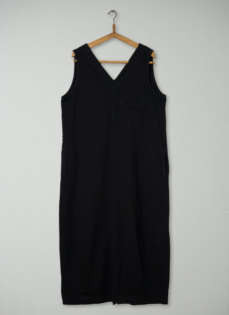 Reworn V Neck Cotton Jersey Dress Size S (1822) | Washed Black