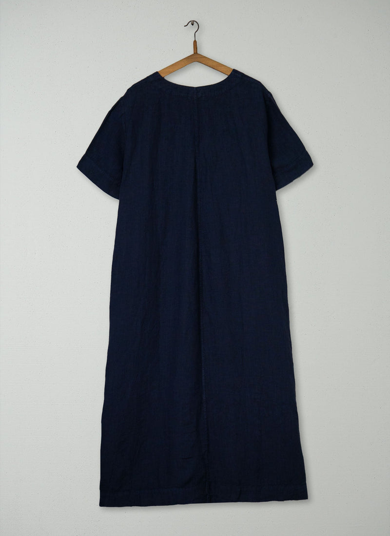 Reworn Linen Dress Size XL (2065) | Midnight