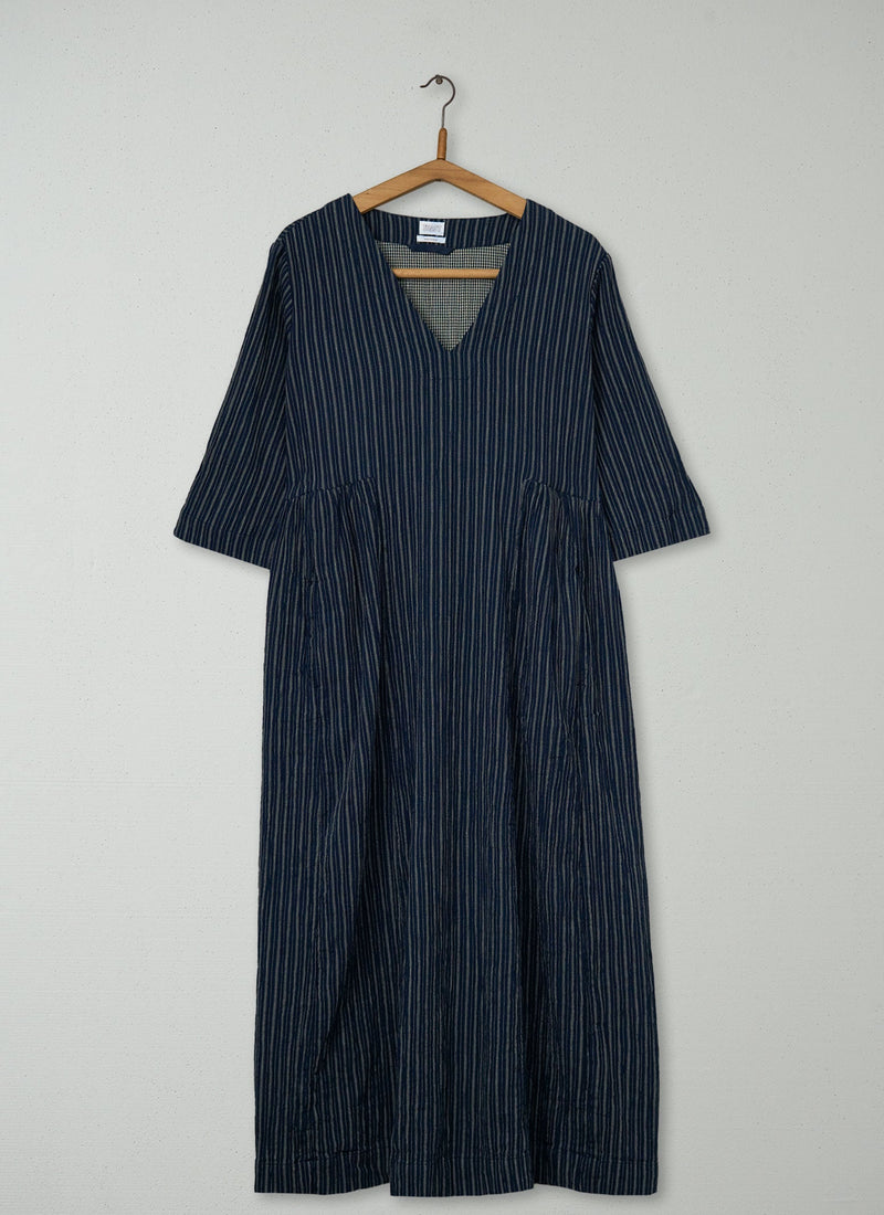 Reworn Stripe Crinkle Cotton Dress Size M (2114) | Multi