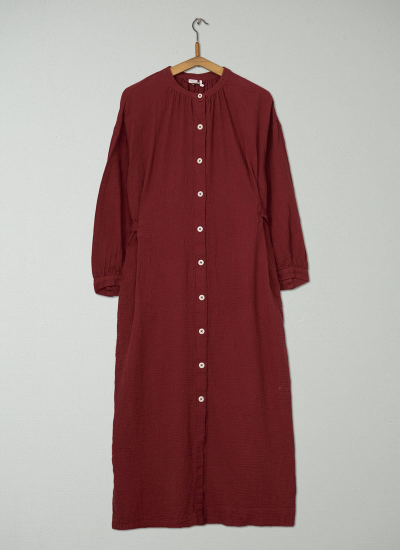 Reworn Crinkle Cotton Gauze Dress Size S (2108) | Tomato Red