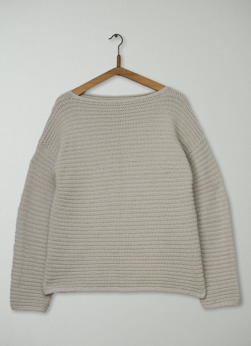Reworn Fisherman Rib Easy Sweater Size S (683) | Bone