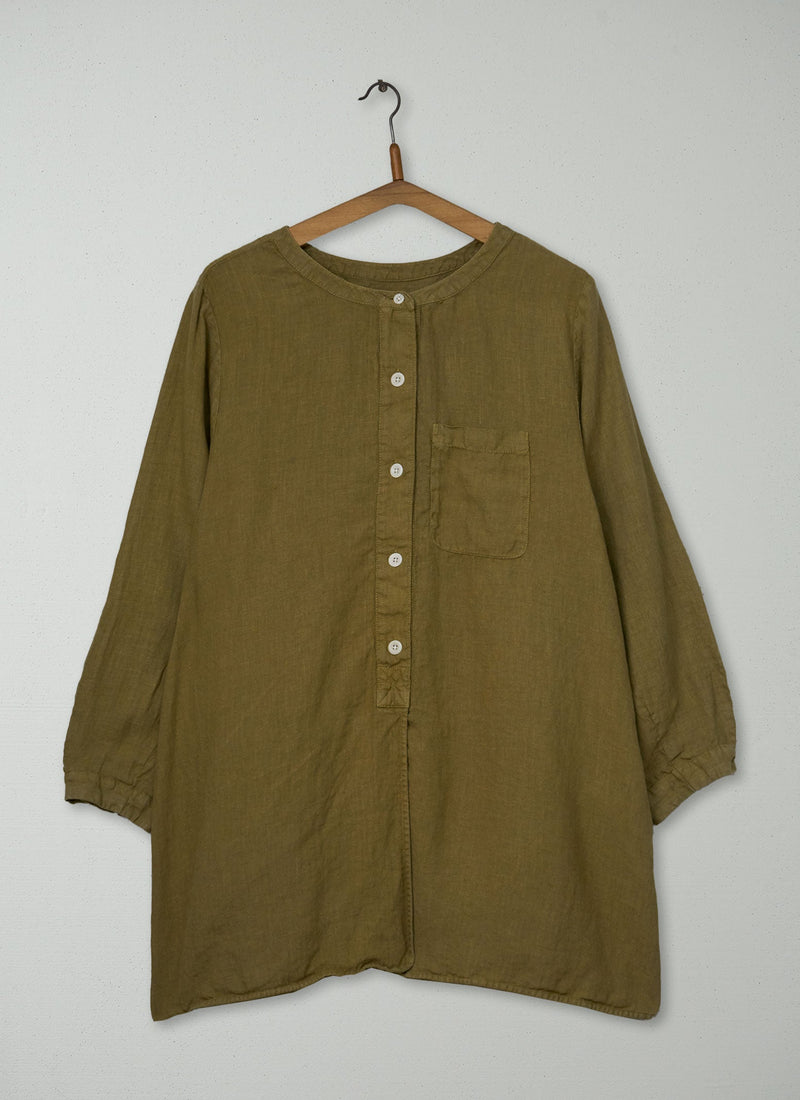 Reworn Linen Shirt Size M (1141) | Olive
