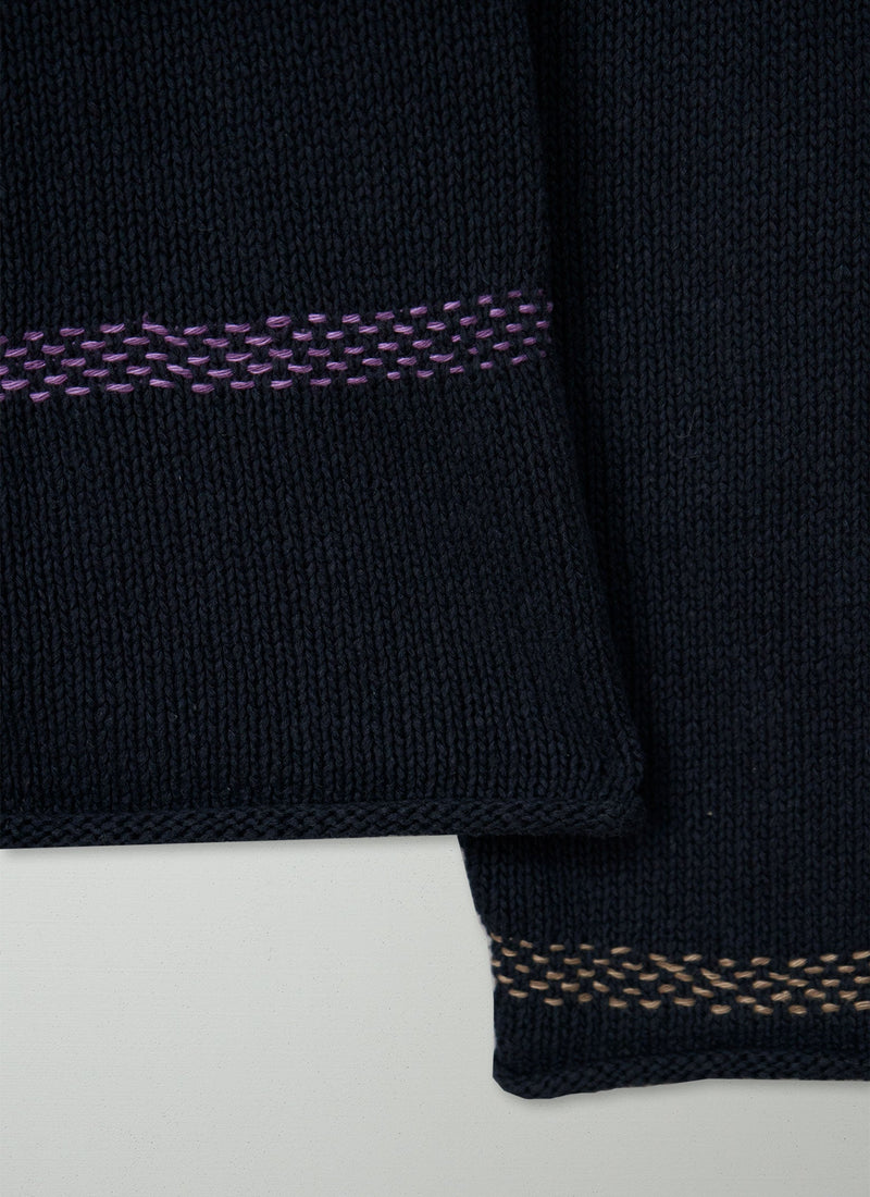 Renewed Cotton Linen Easy Sweater Size XXSXS (154) | Dark Navy