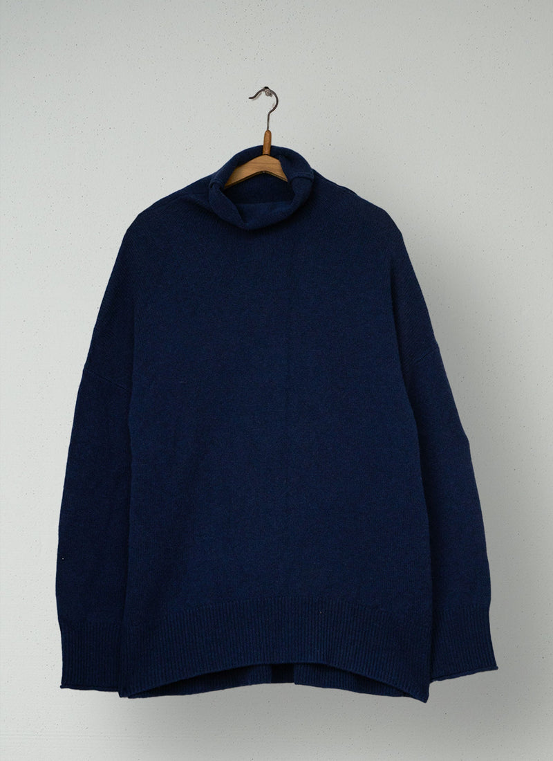 Reworn Wool Cashmere Roll Neck Sweater Size XS (710) | Ink Blue